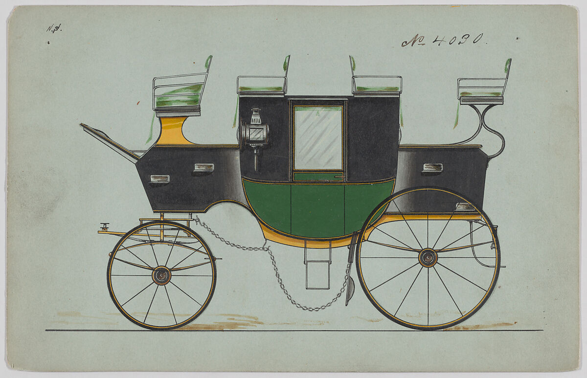 Park Drag #4030, Brewster &amp; Co. (American, New York), Pen and black ink, watercolor and gouache with gum arabic 