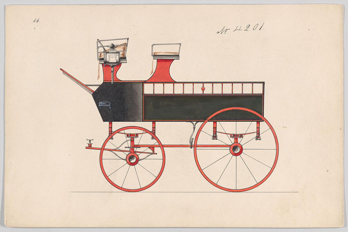 Wagonette  Break #4201, Brewster &amp; Co. (American, New York), Pen and black ink, watercolor and gouache with gum arabic 