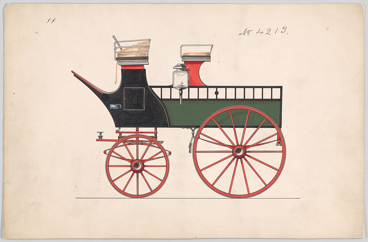 Wagonette Break #4213, Brewster &amp; Co. (American, New York), Pen and black ink, watercolor and gouache 