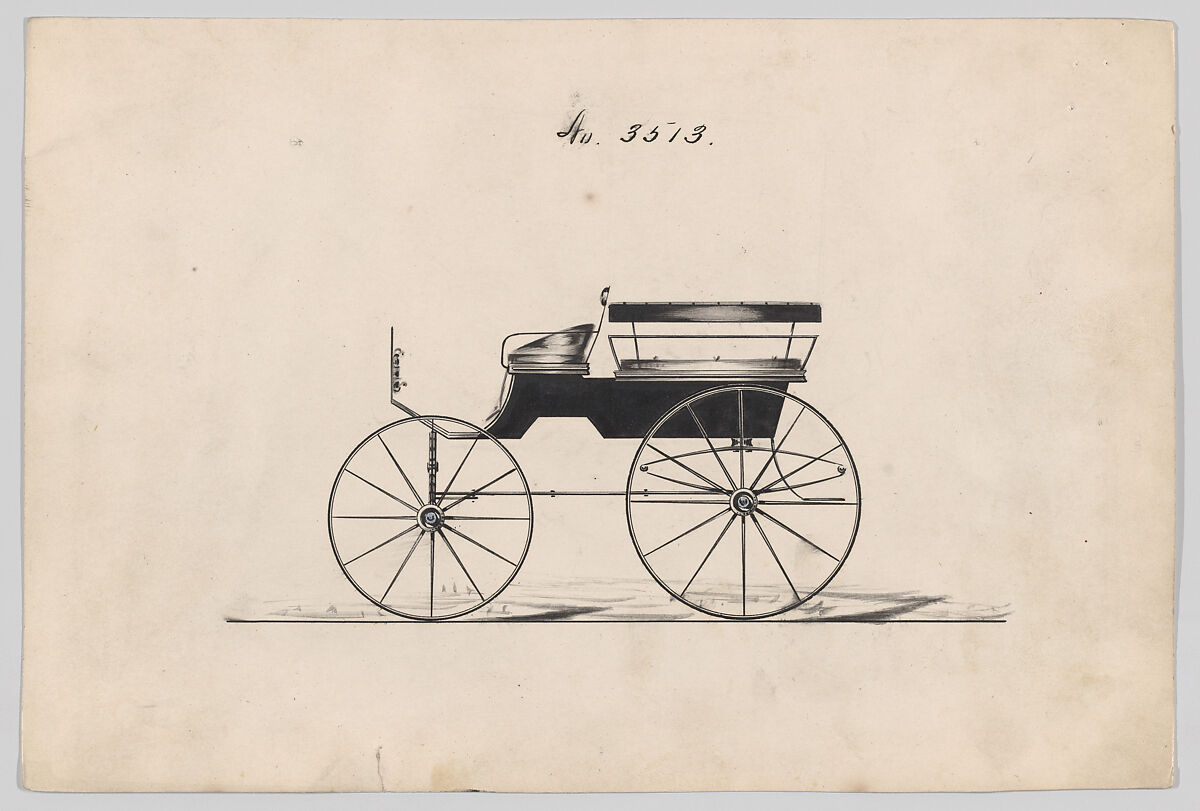 Design for Omnibus or Wagonette, no. 3513, Brewster &amp; Co. (American, New York), Pen and black ink, watercolor and gouache 