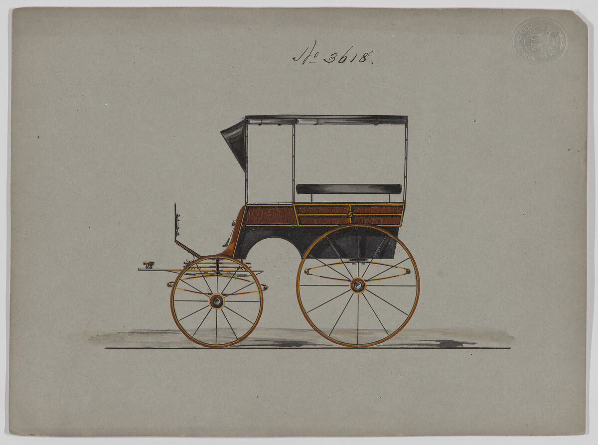 Design for Omnibus or Wagonette, no. 3618, Brewster &amp; Co. (American, New York), Watercolor and ink 