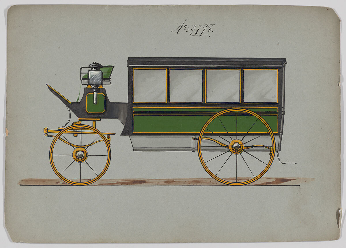 Omnibus #3798, Brewster &amp; Co. (American, New York), Pen and black ink, watercolor and gouache with gum arabic 