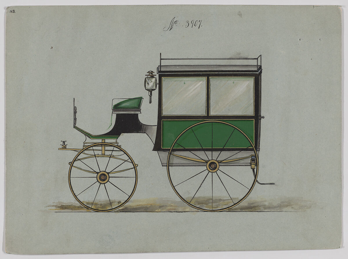 Design for Omnibus or Wagonette, no. 3907, Brewster &amp; Co. (American, New York), Watercolor and ink 