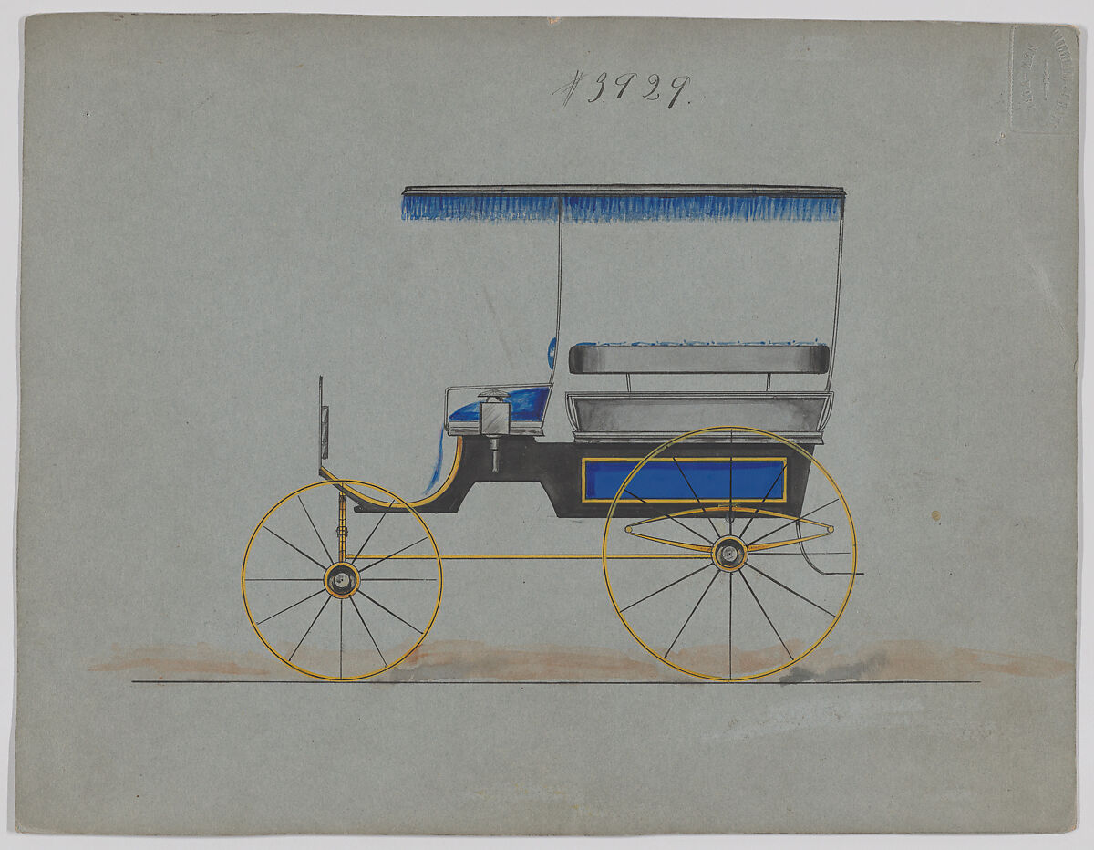 Design for Omnibus or Wagonette, no. 3929, Brewster &amp; Co. (American, New York), Watercolor and ink 