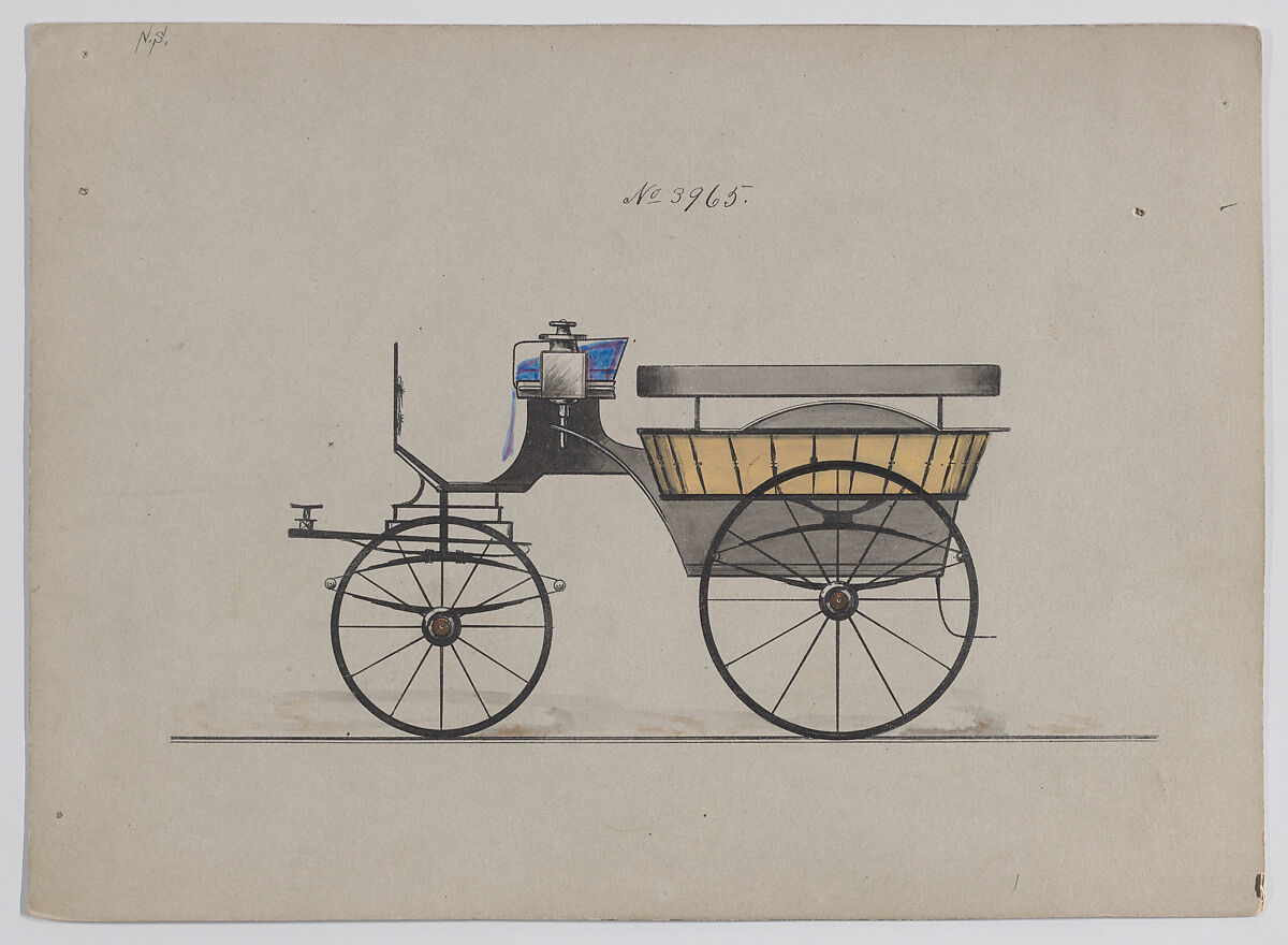 Design for Omnibus or Wagonette, no. 3965, Brewster &amp; Co. (American, New York), Pen and black ink, watercolor and gouache 