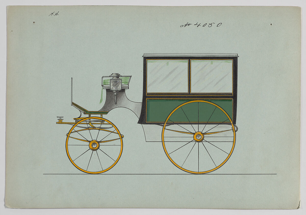 Design for Omnibus or Wagonette, no. 4050, Brewster &amp; Co. (American, New York), Pen and black ink, watercolor and gouache 
