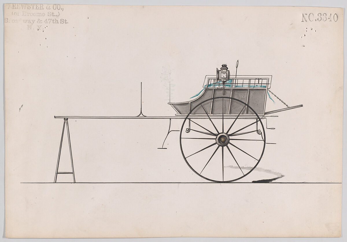 White Chapel Cart #3340, Brewster &amp; Co. (American, New York), Pen and black ink, watercolor and gouache with gum arabic 