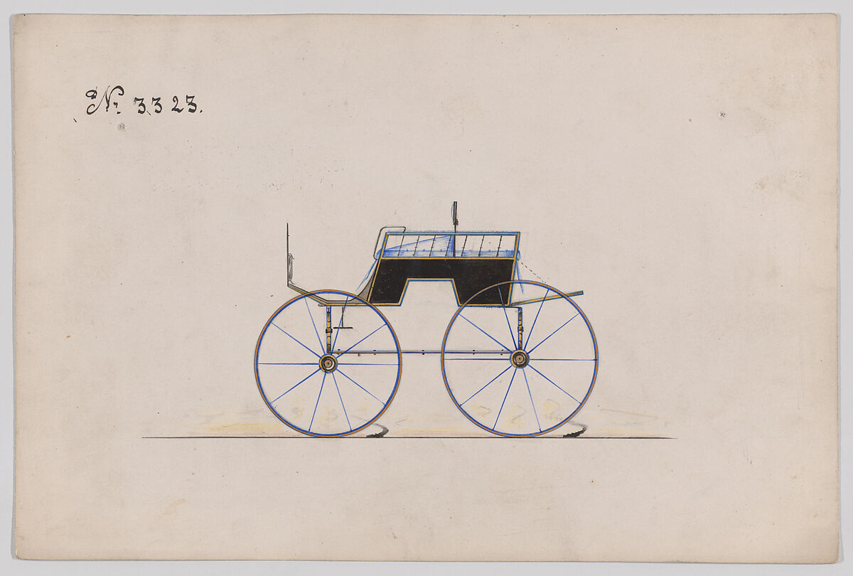 Game Wagon # 3323, Brewster &amp; Co. (American, New York), Pen and black ink,watercolor and gouche with gum arabic 