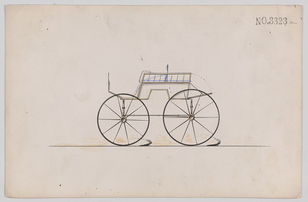 Game Wagon # 3323a, Brewster &amp; Co. (American, New York), Pen and black ink, watercolor and gouache. 