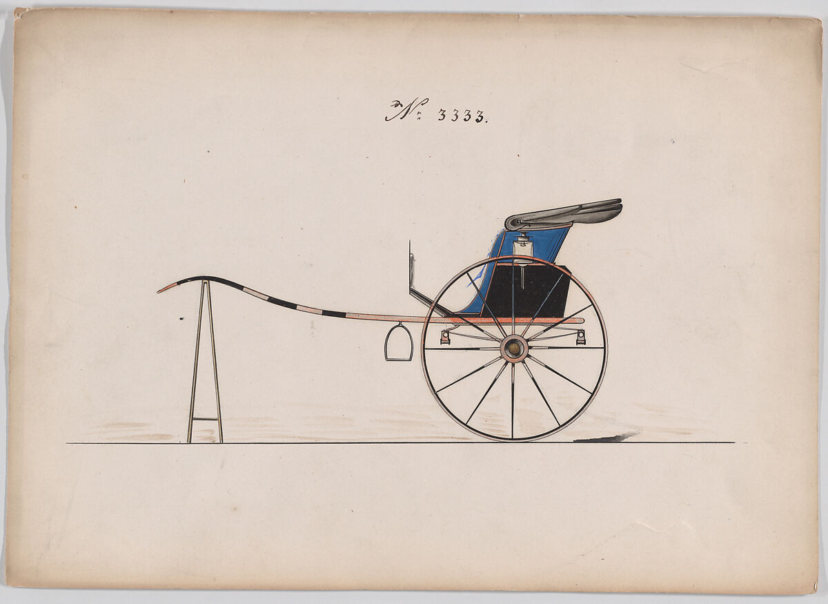 Stanhope Gig #3333, Brewster &amp; Co. (American, New York), Pen and black in, watercolor and gouache with gum arabic 