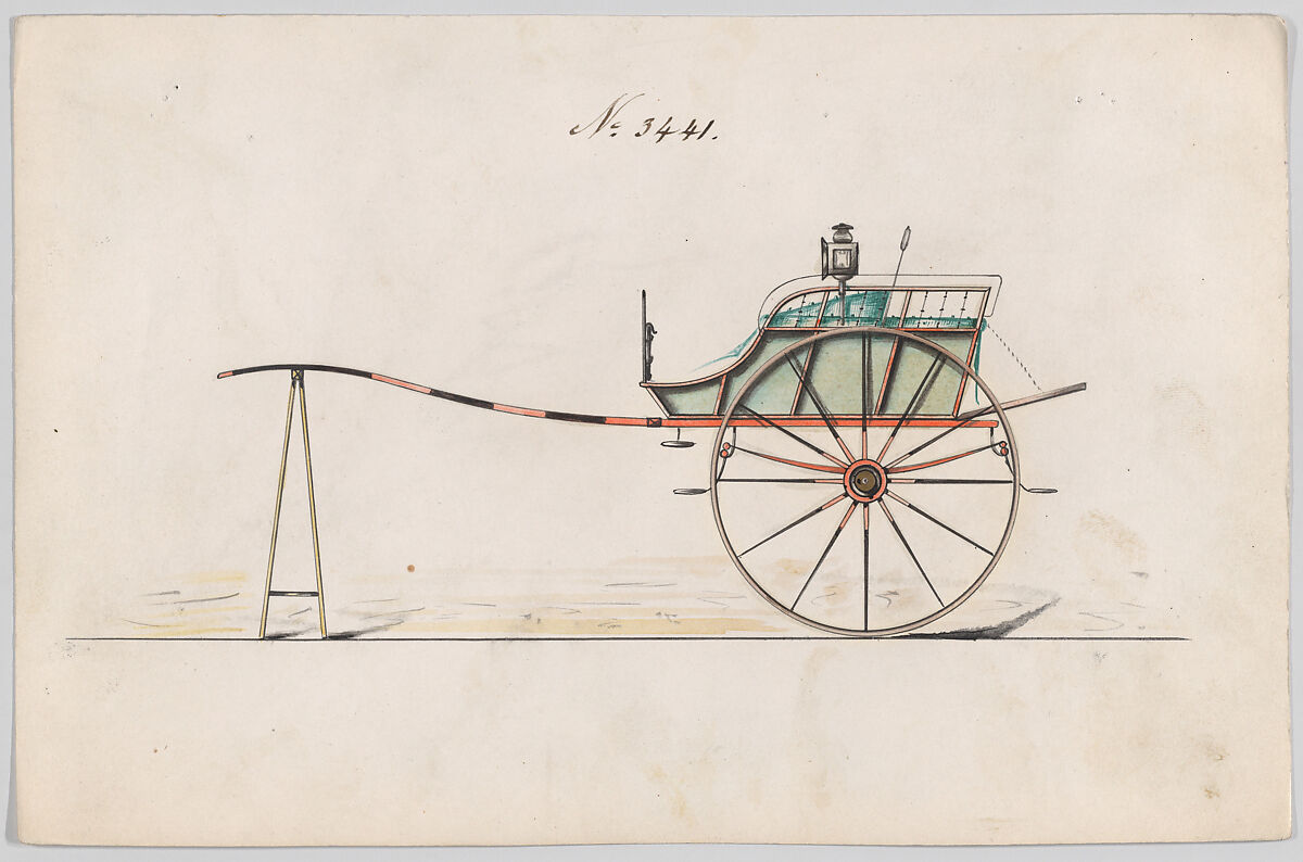 Whitechapel Cart  #3441, Brewster &amp; Co. (American, New York), Pen and black ink, watercolor and gouache with gum arabic 