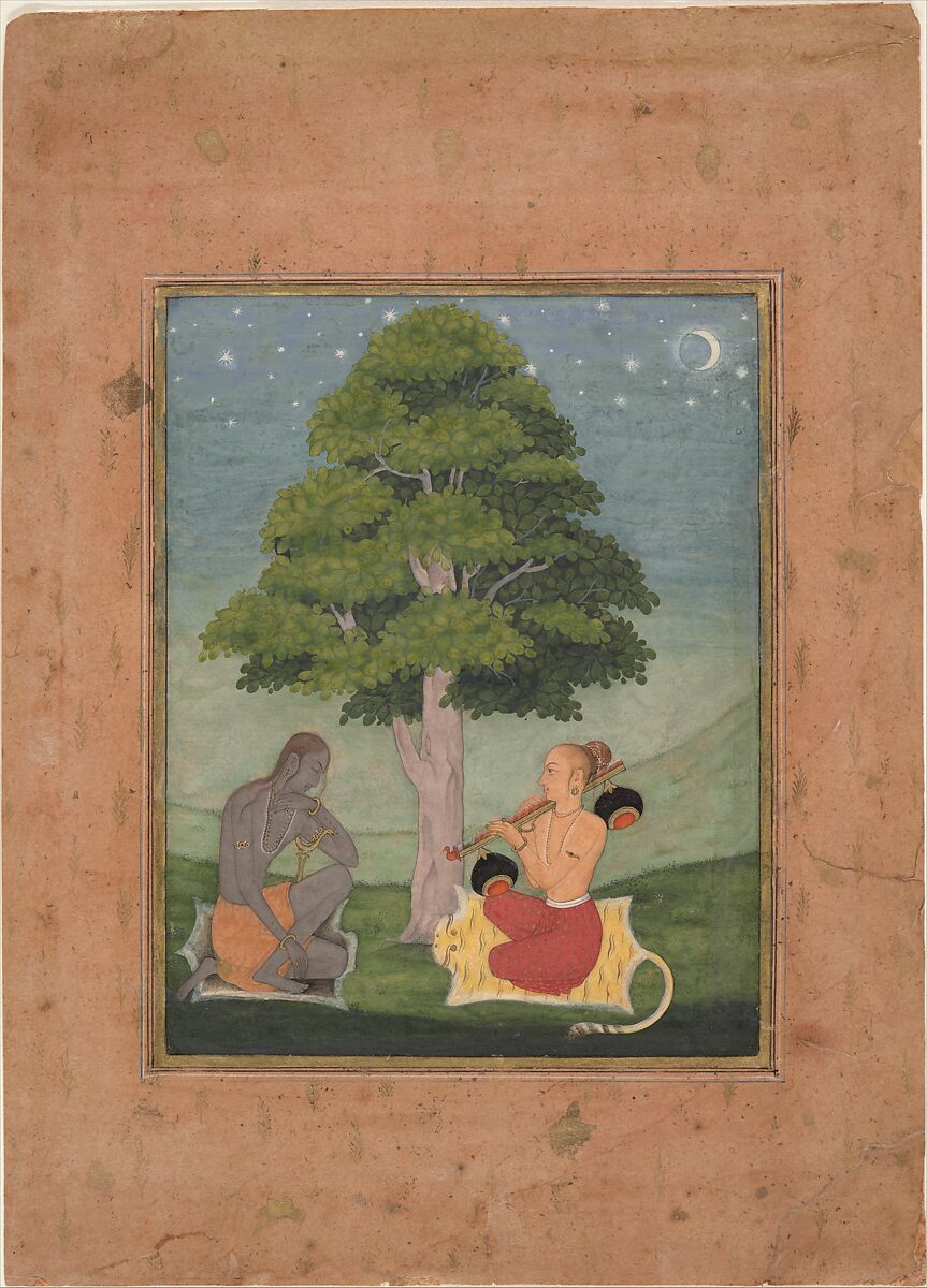 Kedar Ragini: Folio from a ragamala series (Garland of Musical Modes), Ruknuddin (active late 17th century), Opaque watercolor and ink on paper, India (Bikaner, Rajasthan) 