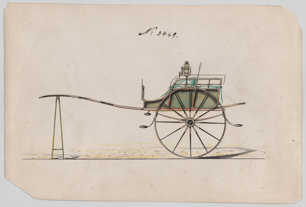 Whitechapel Cart #3449, Brewster &amp; Co. (American, New York), Pen and black ink, watercolor and gouache with gum arabic 