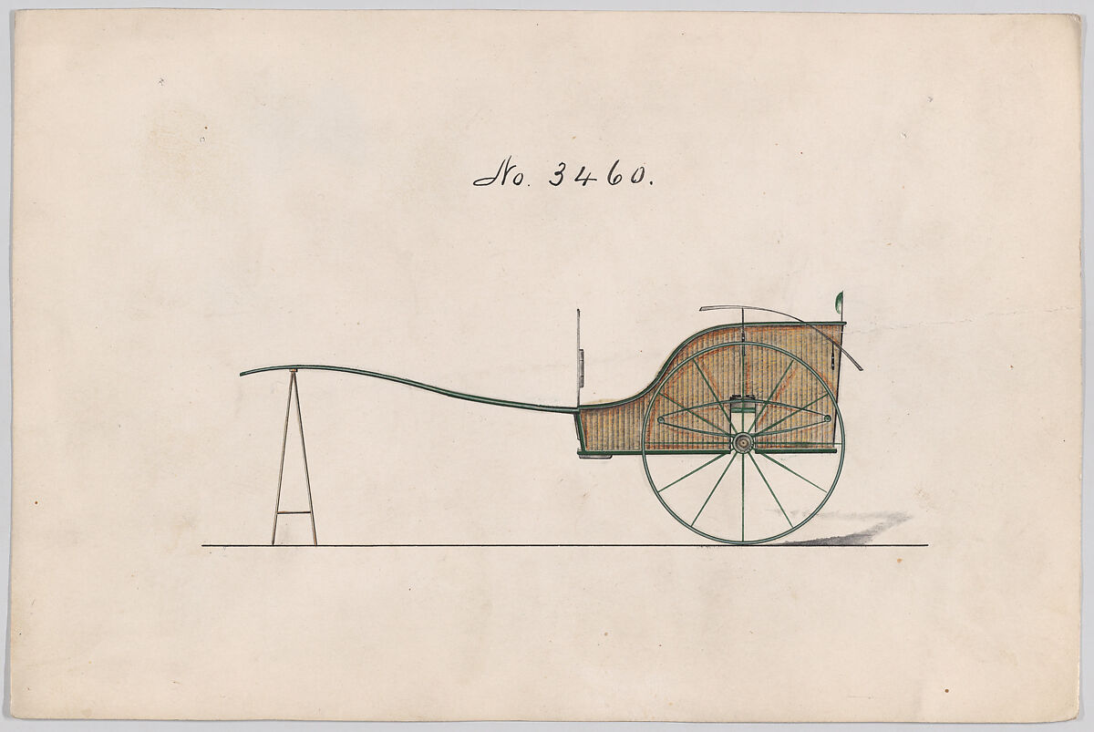 Village Cart #3460, Brewster &amp; Co. (American, New York), Pen and black ink, watercolor and gouache with gum arabic 