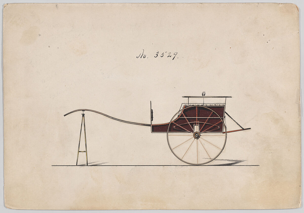 Village Cart # 3529, Brewster &amp; Co. (American, New York), Pen and black ink, watercolor and gouache with gum arabic 