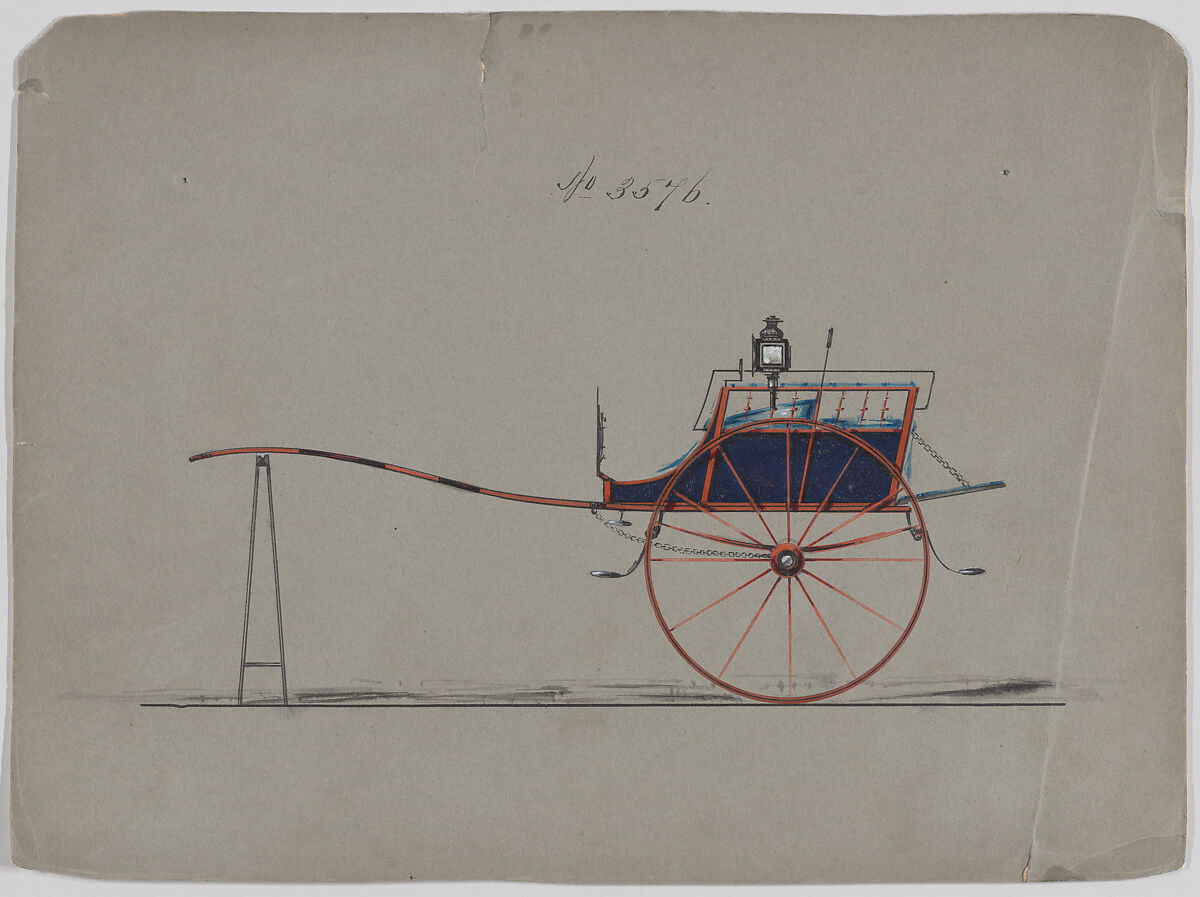 Whitechapel Cart #3576, Brewster &amp; Co. (American, New York), Pen and black in, watercolor and gouache with gum arabic 