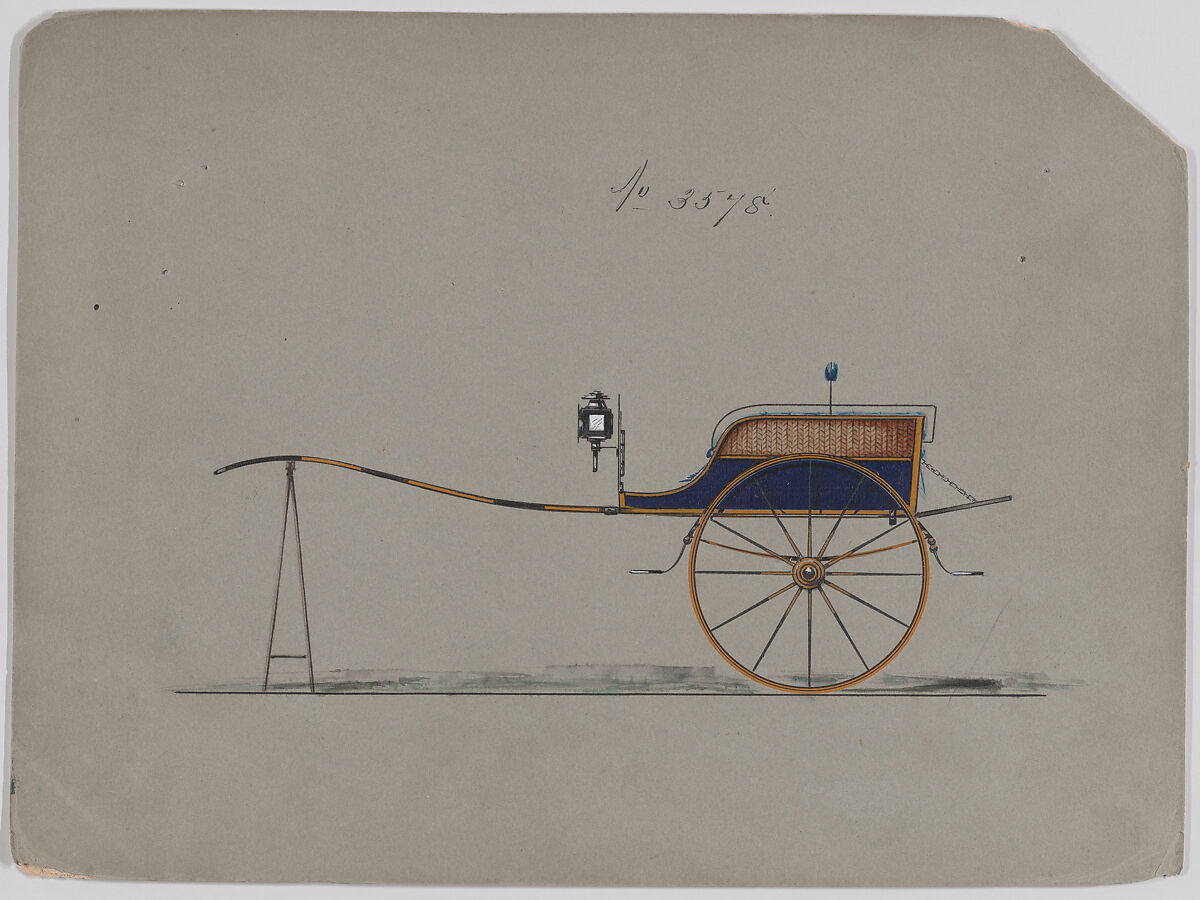 Village Cart #3578, Brewster &amp; Co. (American, New York), Pen and black ink, watercolor and gouache with gum arabic 