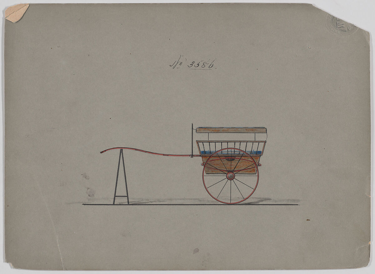 Governess Cart/Tonneau #3586, Brewster &amp; Co. (American, New York), Pen and black ink, watercolor and gouache with gum arabic 