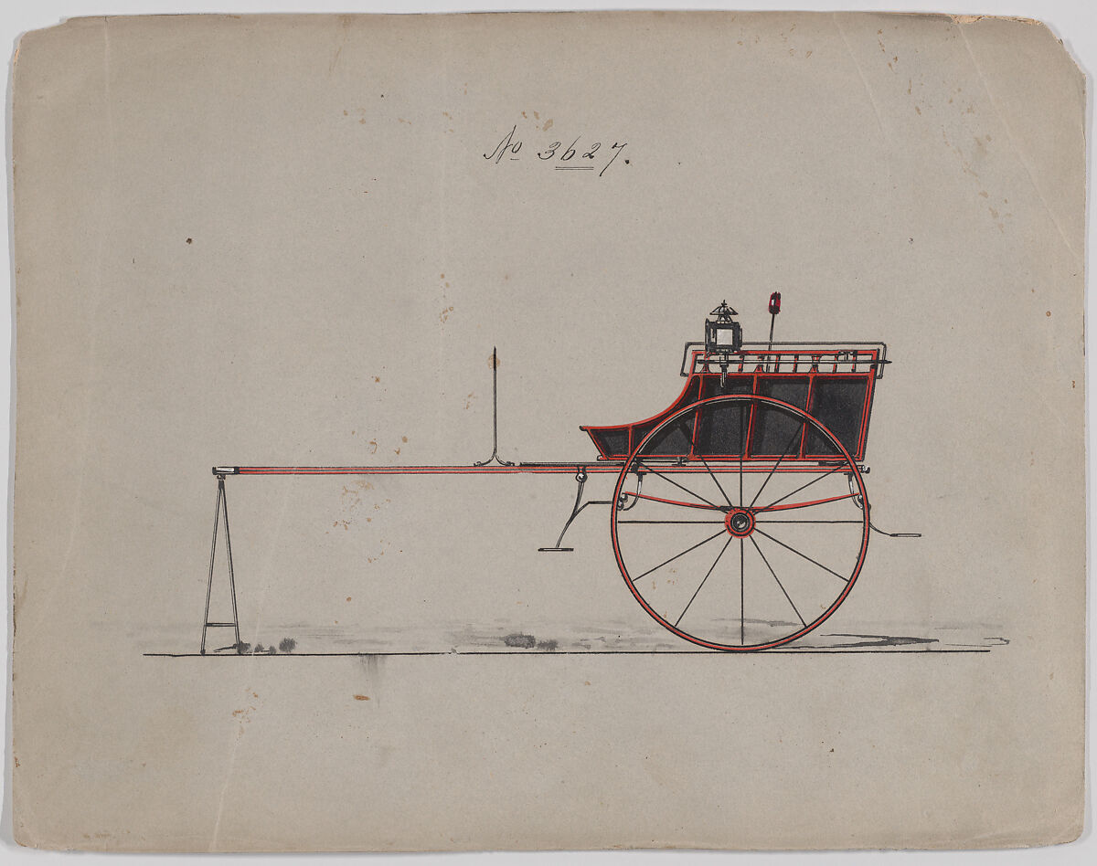 Whitechapel Cart #3627, Brewster &amp; Co. (American, New York), Pen and black ink, watercolor and gouache with gum arabic 