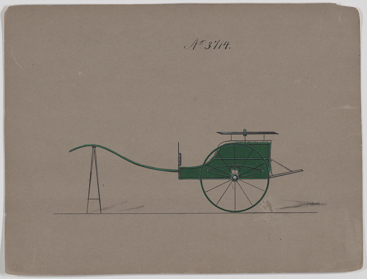 Cart #3714, Brewster &amp; Co. (American, New York), Pen and black ink, watercolor and gouache with gum arabic