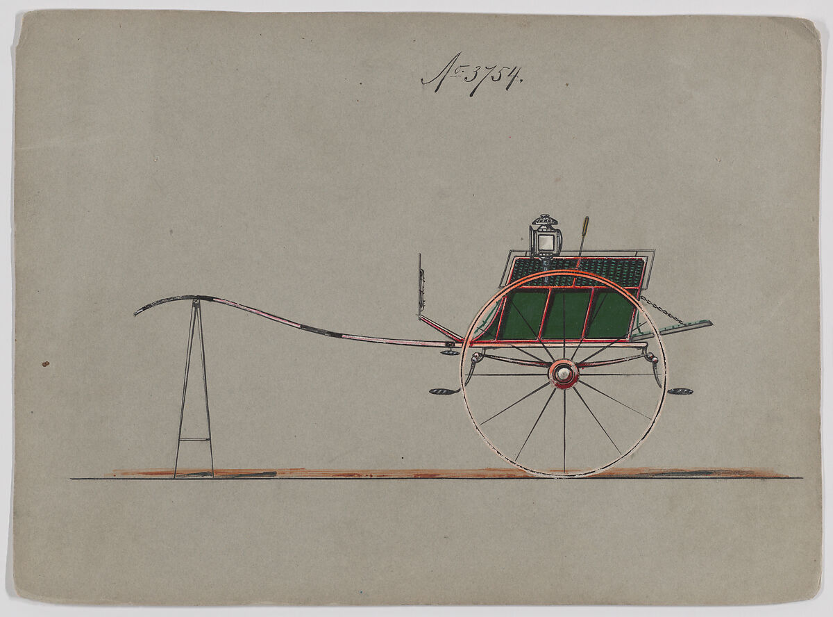 Dog Cart # 3754, Brewster &amp; Co. (American, New York), Pen and black ink, watercolor and gouache, with gum arabic 