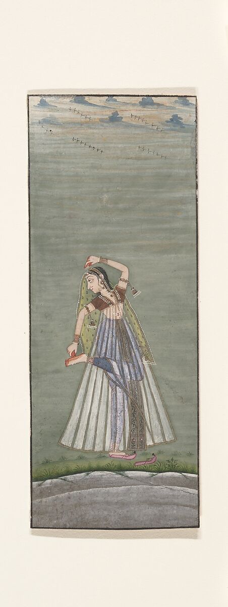 A Lady Applying Henna to Her Raised Foot, Attributed to Ustad Mohamed, son of Murad, Ink, opaque watercolor, and gold on paper, India (Rajasthan, Bikaner) 