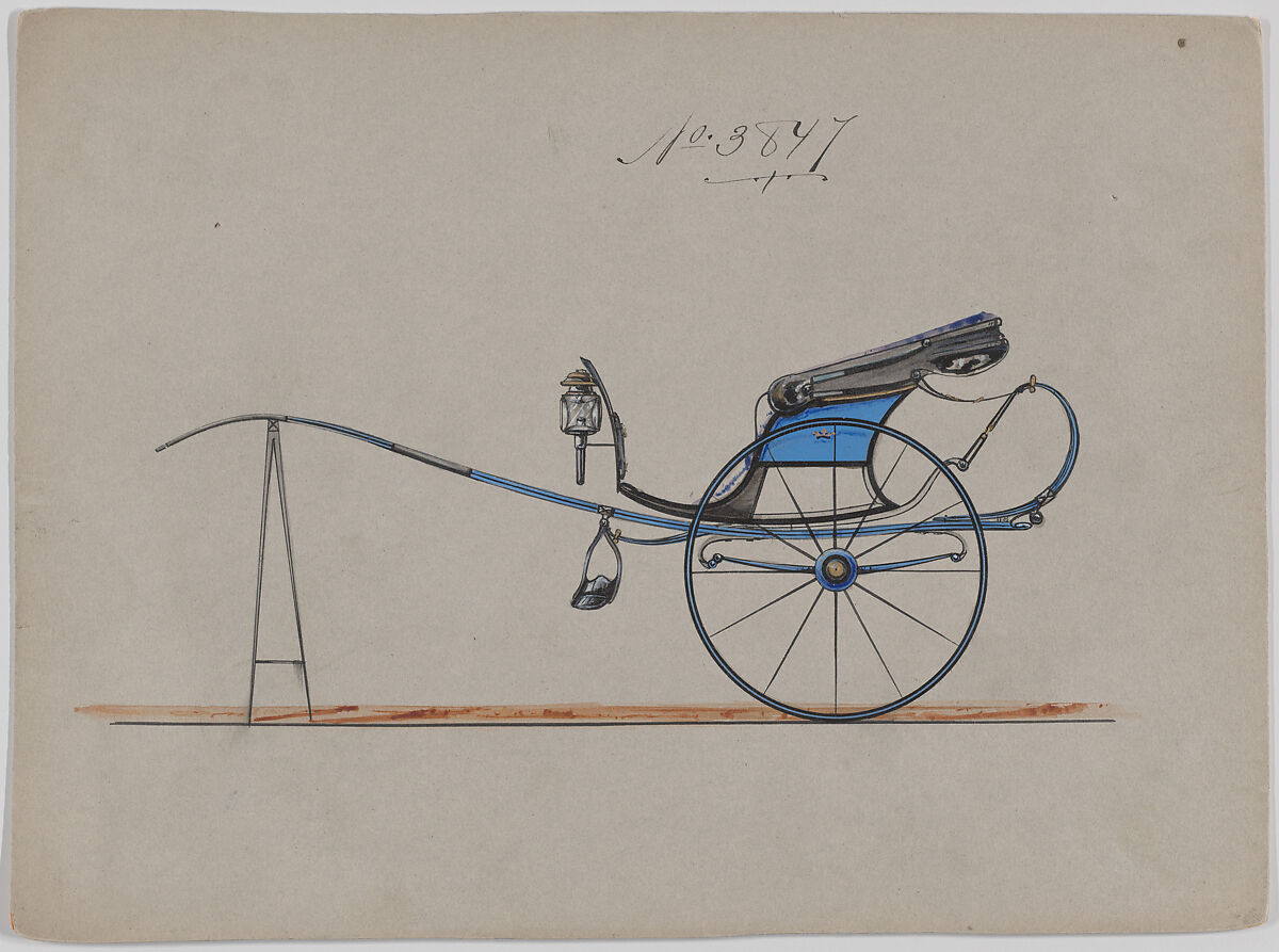 Curricle #3754, Brewster &amp; Co. (American, New York), Pen and black ink, watercolor and gouache with gum arabic