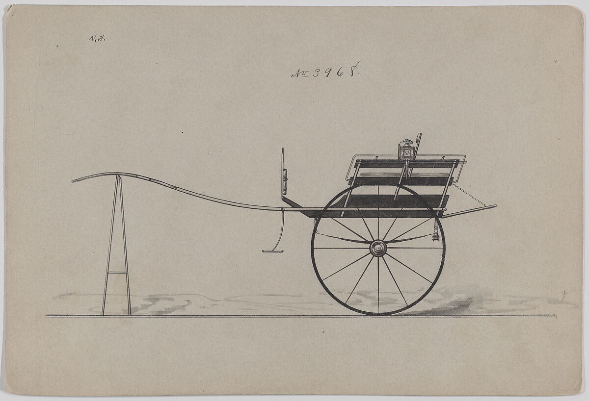 Design for Dog Cart or 2 Wheeler, no. 3968, Brewster &amp; Co. (American, New York), Pen and black ink 