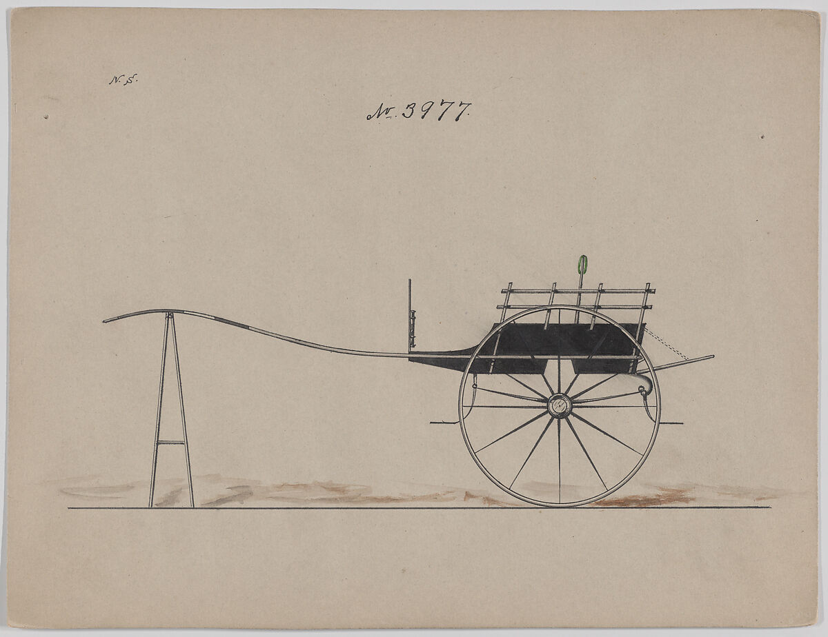 Design for Dog Cart or 2 Wheeler, no. 3977, Brewster &amp; Co. (American, New York), Watercolor and ink 