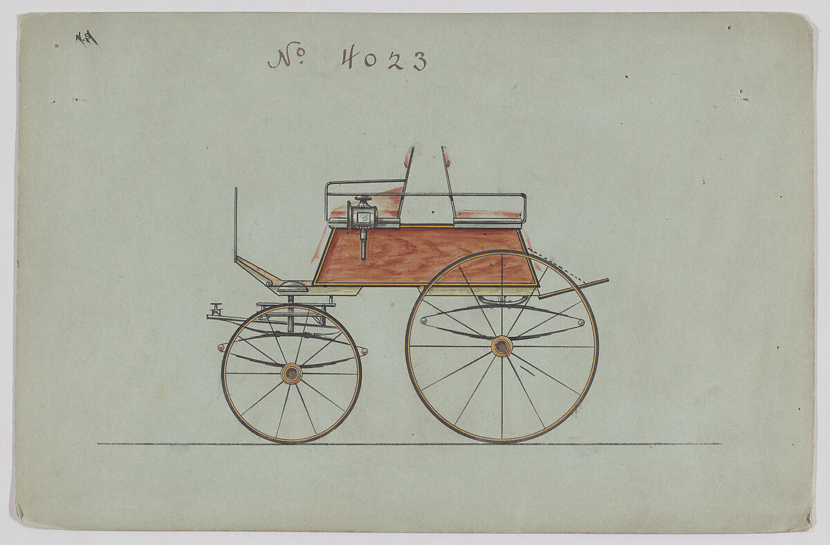 Four Wheel Dog Cart #4023, Brewster &amp; Co. (American, New York), Pen and black ink, watercolor and gouache 