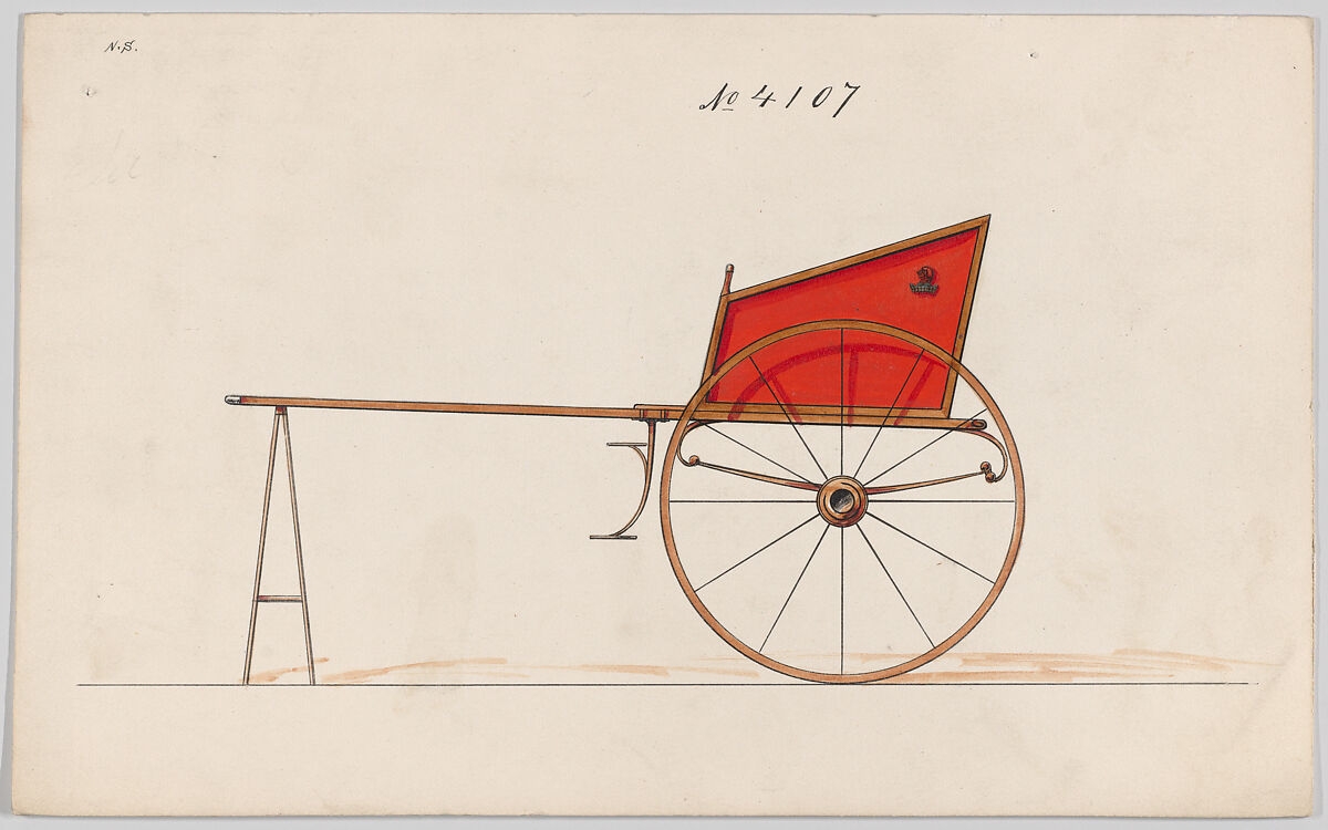 Mail Cart #4107, Brewster &amp; Co. (American, New York), Pen and  lack ink, watercolor and gouache with gum arabic 