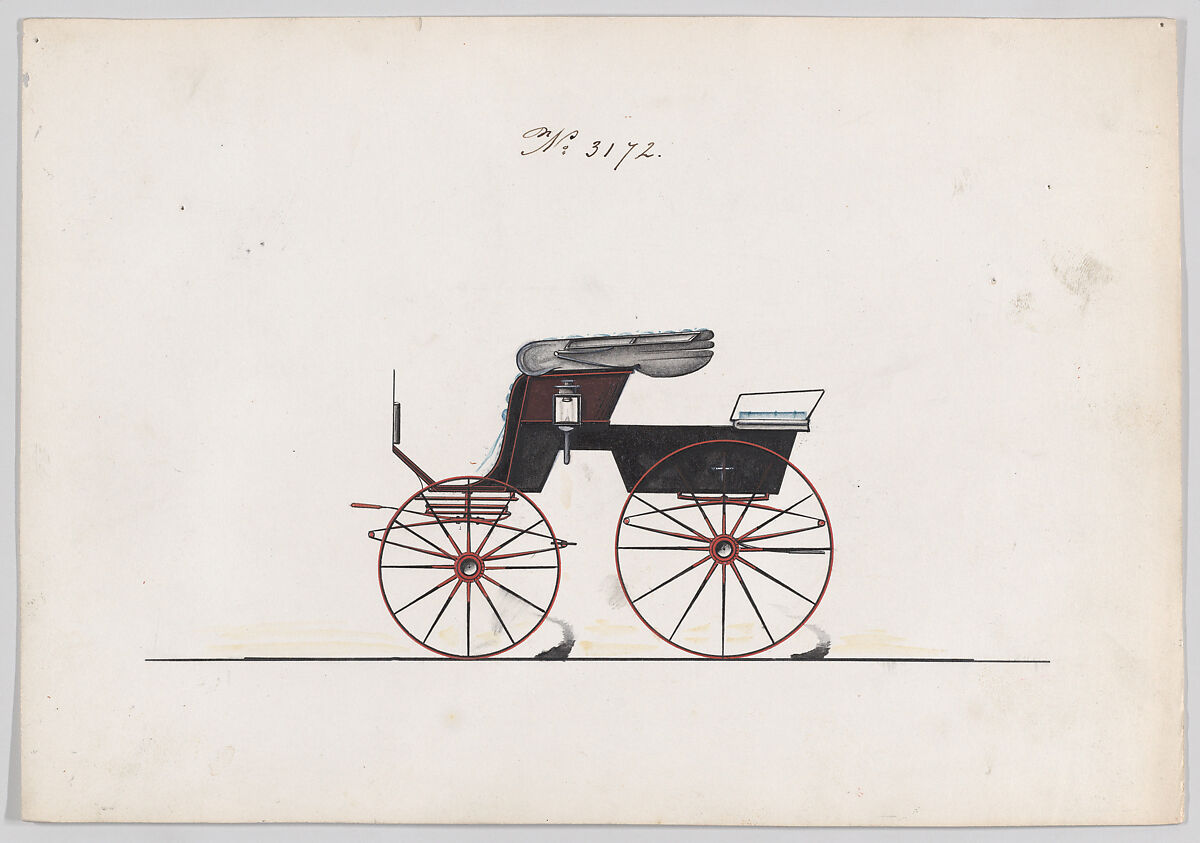 Stanhope Phaeton #3172, Brewster &amp; Co. (American, New York), Pen and black ink, watercolor and gouache 