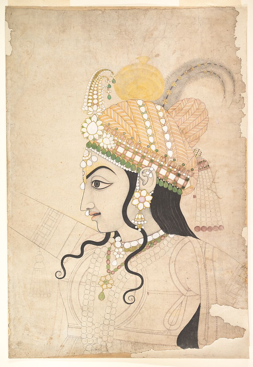 Attributed to Sahib Ram | Head of Krishna: cartoon for a mural of the  Raslila | India (Rajasthan, Jaipur) | The Metropolitan Museum of Art