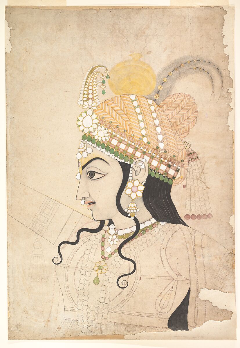 Head of Krishna: cartoon for a mural of the Raslila 