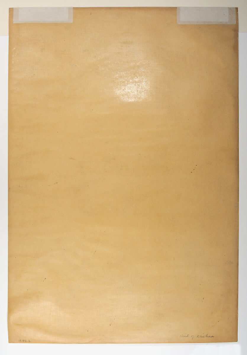 Head of Krishna: cartoon for a mural of the Raslila, Attributed to Sahib Ram (active 1778–1803), Ink and opaque watercolor on paper, India (Rajasthan, Jaipur)