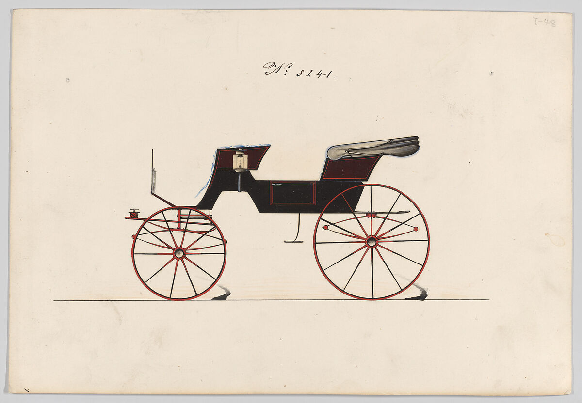 Design for Park or Cabriolet Phaeton, no. 3241, Brewster &amp; Co. (American, New York), Pen and black ink, watercolor and gouache with gum arabic 