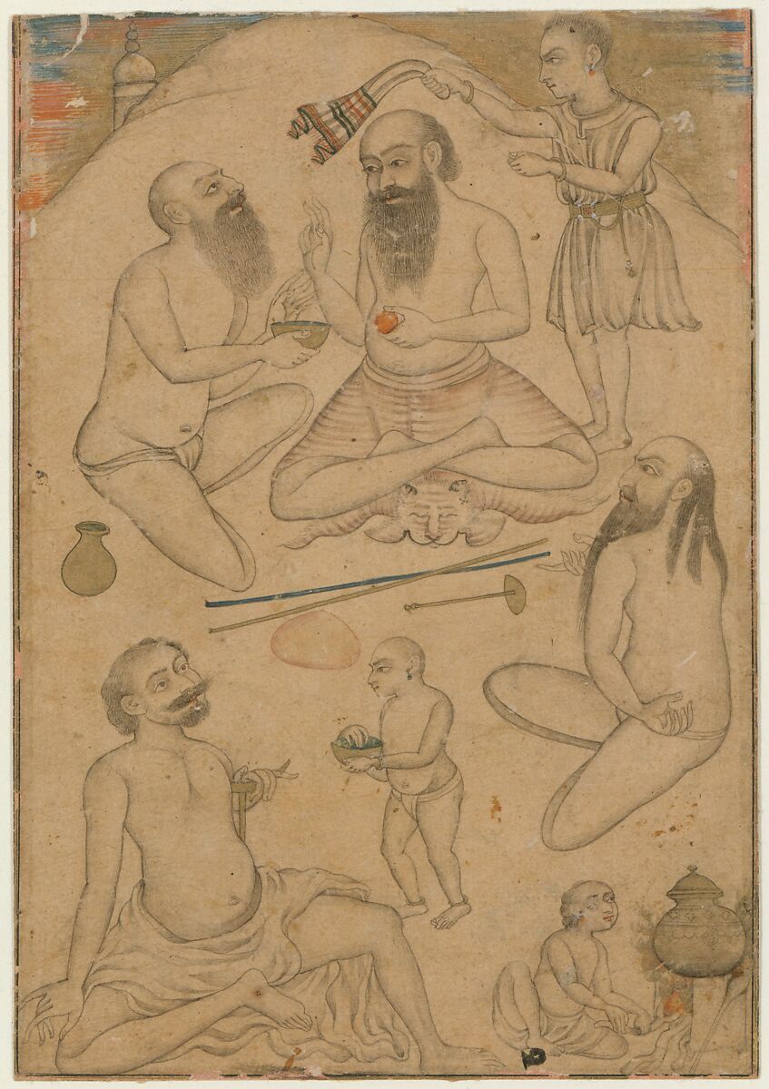 An Encampment of Yogis, Ink and opaque watercolor on paper, India (Deccan, Aurangabad?) 