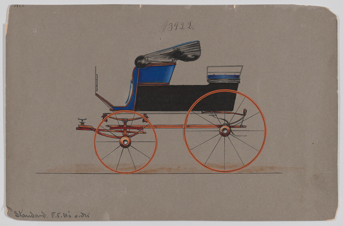Mail Phaeton # 3922, Brewster &amp; Co. (American, New York), Pen and black ink watercolor and gouache 