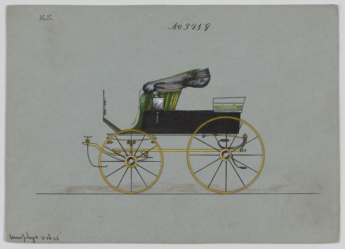 Design for Stanhope Phaeton, no. 3959, Brewster &amp; Co. (American, New York), Watercolor and ink 