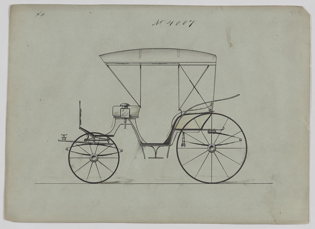 Design for Park Phaeton, no. 4007, Brewster &amp; Co. (American, New York), Pen and black ink 