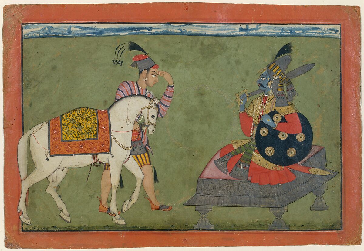 Kalki Avatar, the Future Incarnation of Vishnu, Ink, opaque watercolor, and gold on paper, India (Basohli, Jammu) 