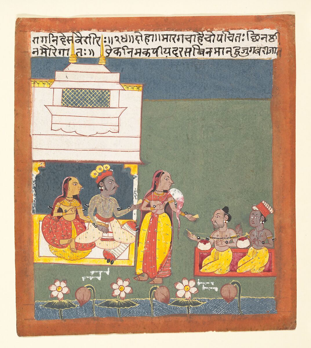 Ragini Des Variri:  Page from a Dispersed Ragamala Series (Garland of Musical Modes), Ink and opaque watercolor on paper, India (Madhya Pradesh, Malwa) 