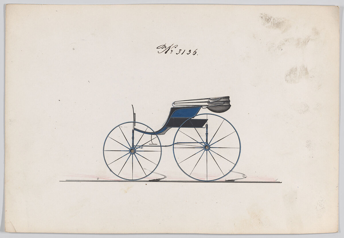 Design for Pony Phaeton, no. 3136, Brewster &amp; Co. (American, New York), Watercolor and ink 