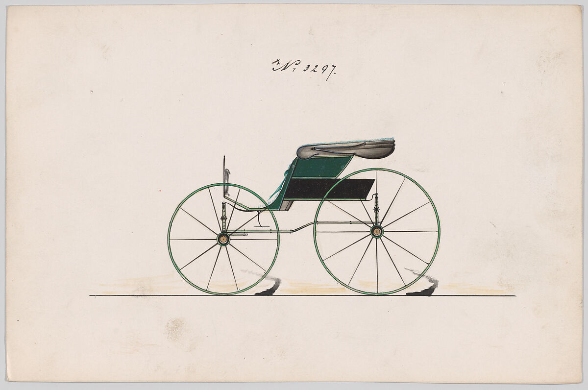 Design for Pony Phaeton, no. 3297, Brewster &amp; Co. (American, New York), Pen and black ink, watercolor and gouache with gum arabic 