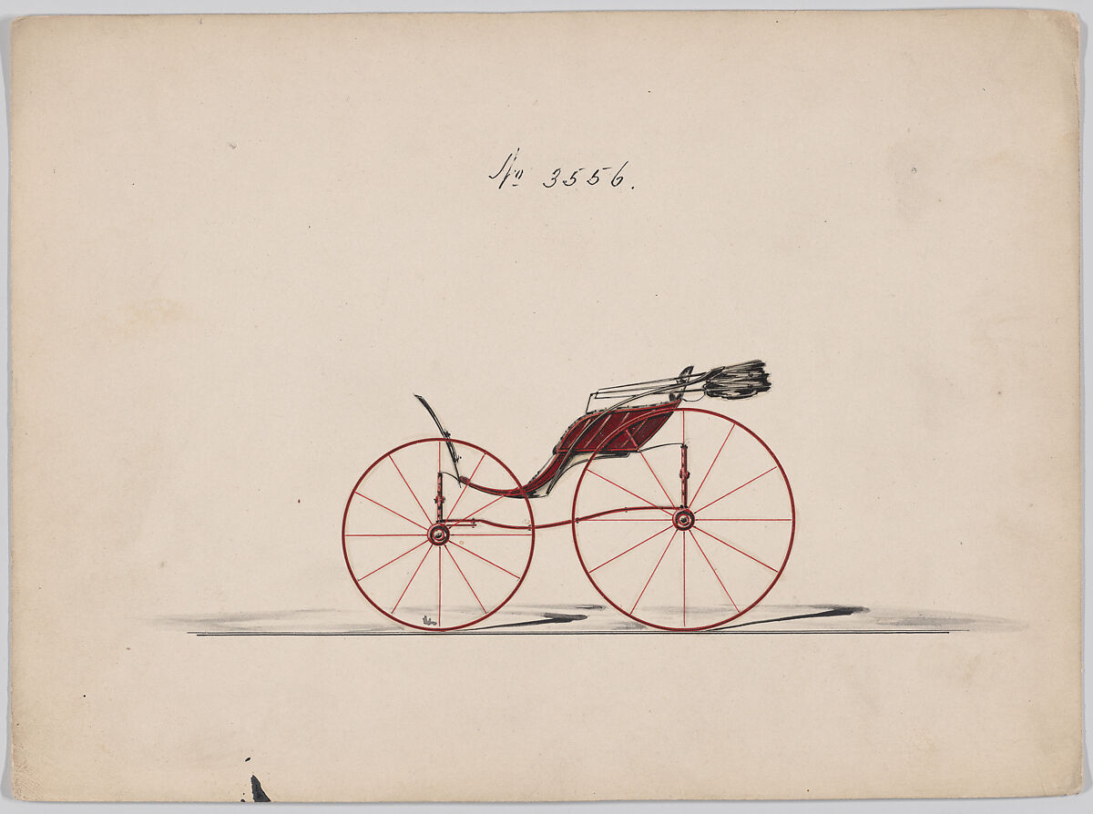 Design for Pony Phaeton, no. 3556, Brewster &amp; Co. (American, New York), Pen and black ink, watercolor and gouache with gum arabic 