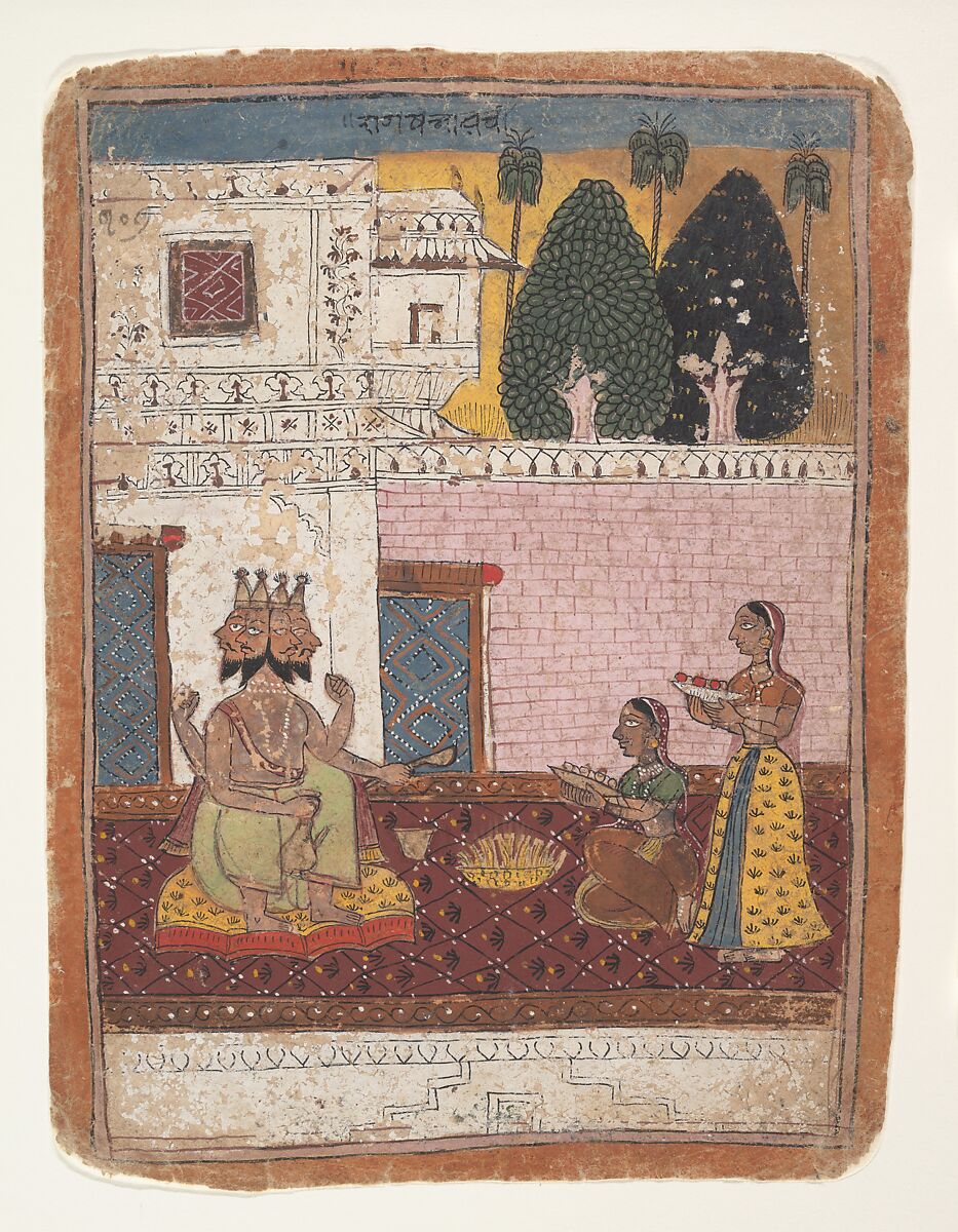 Khambavati Ragini:  Page from a Dispersed Ragamala Series (Garland of Musical Modes), Ink and opaque watercolor on paper, India (Rajasthan, Marwar) 