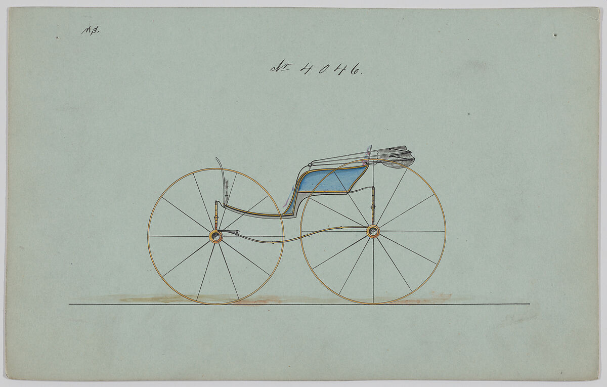 Design for Pony Phaeton, no. 4046, Brewster &amp; Co. (American, New York), pen and black ink, watercolor and gouache 