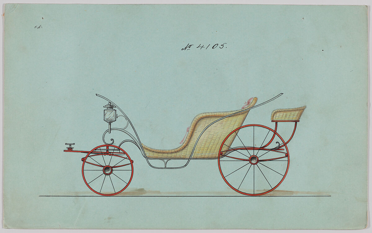 Design for Pony Phaeton, no. 4105, Brewster &amp; Co. (American, New York), Pen and black ink, watercolor and gouache with gum arabic 