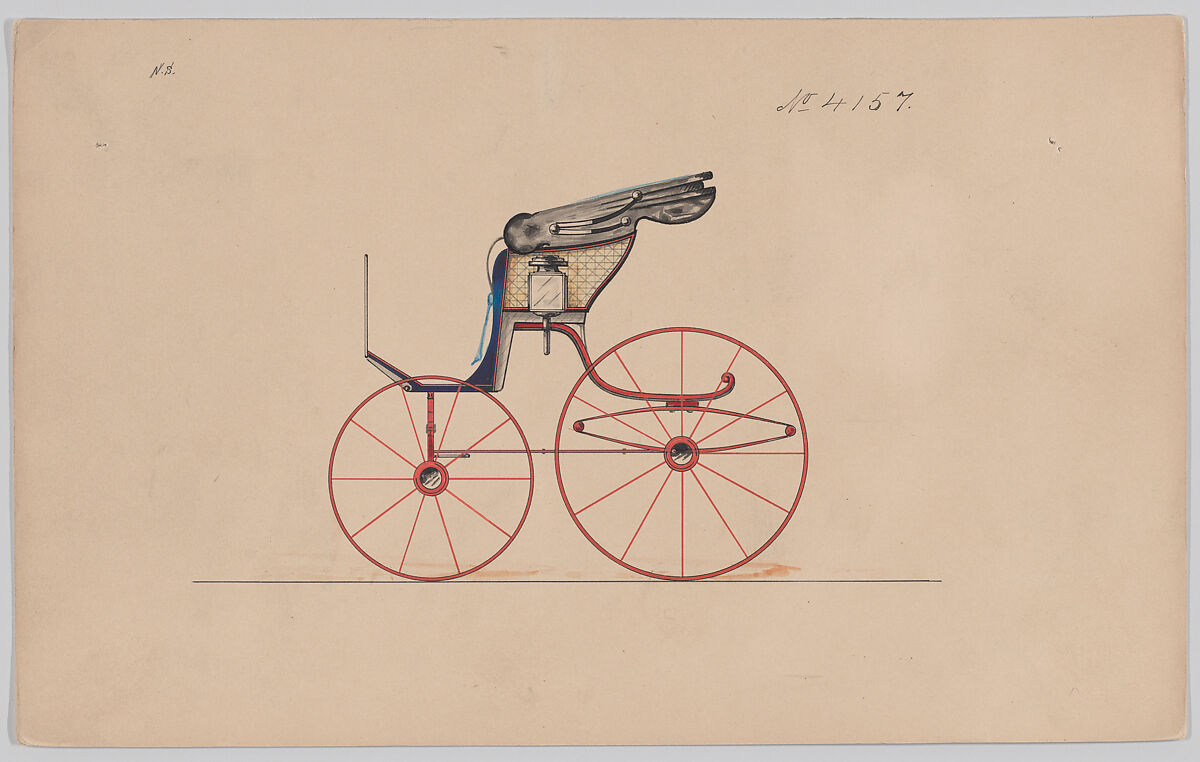 Design for Pony Phaeton, no. 4157, Brewster &amp; Co. (American, New York), pen and black ink, watercolor and gouache 