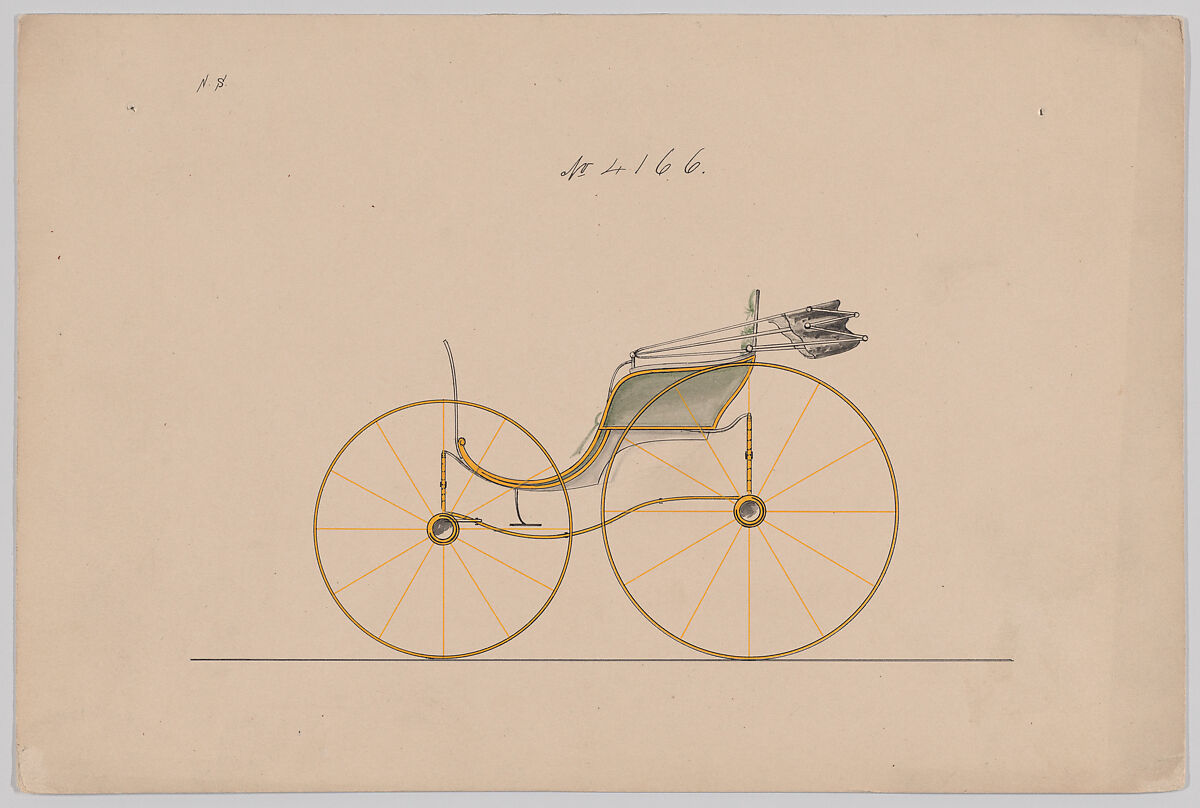 Design for Pony Phaeton, no. 4166, Brewster &amp; Co. (American, New York), Watercolor and ink 